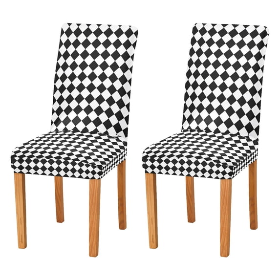 Yayeee 2 Pack Dining Chair Covers Stretch Parson Chairs Slipcovers Seat Protector, Black and White Geometric