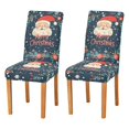 thumbnail image 1 of Yayeee 2 Pack Dining Chair Covers Stretch Parson Chairs Slipcovers Seat Protector, Blue Christmas Santa, 1 of 6