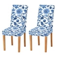 thumbnail image 1 of Yayeee 2 Pack Dining Chair Covers Stretch Parson Chairs Slipcovers Seat Protector, Blue Floral Pattern, 1 of 6