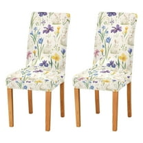 Yayeee 2 Pack Dining Chair Covers Stretch Parson Chairs Slipcovers Seat Protector, Blue Floral Rabbit