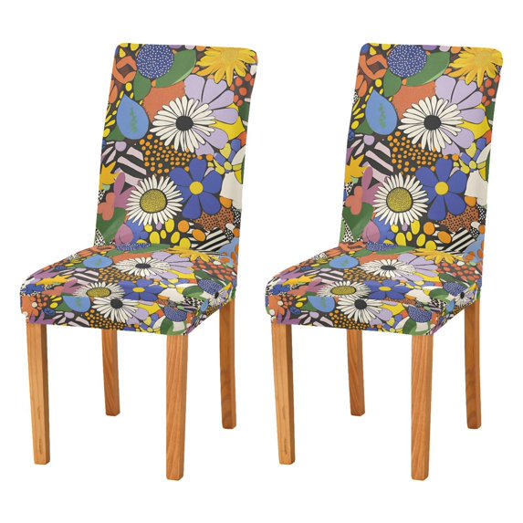 Yayeee 2 Pack Dining Chair Covers Stretch Parson Chairs Slipcovers Seat Protector, Blue Floral