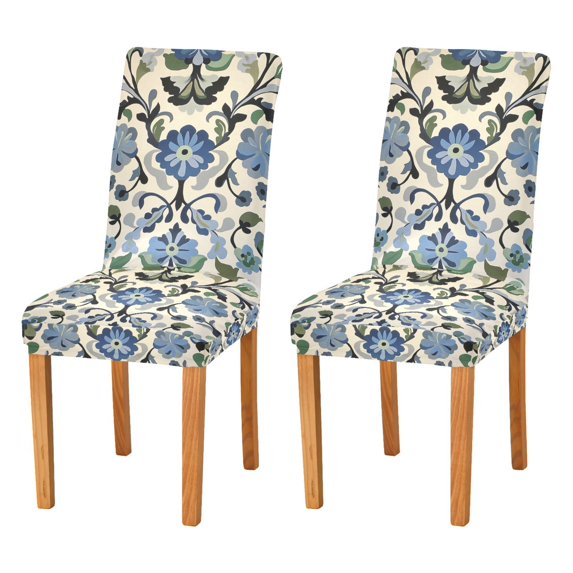 Yayeee 2 Pack Dining Chair Covers Stretch Parson Chairs Slipcovers Seat Protector, Blue Floral