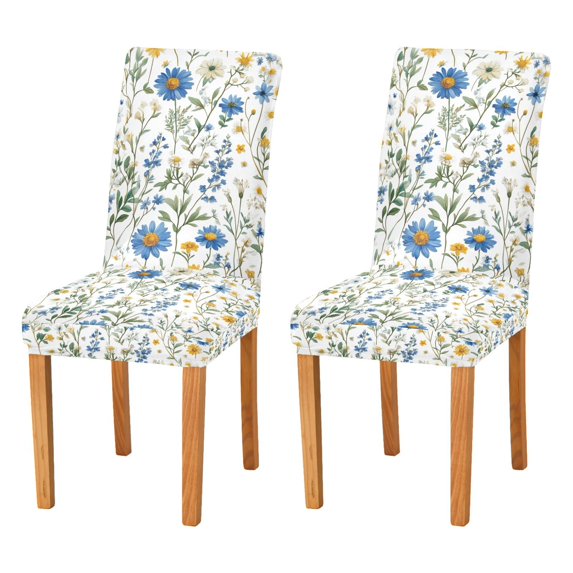 Yayeee 2 Pack Dining Chair Covers Stretch Parson Chairs Slipcovers Seat Protector, Blue Floral