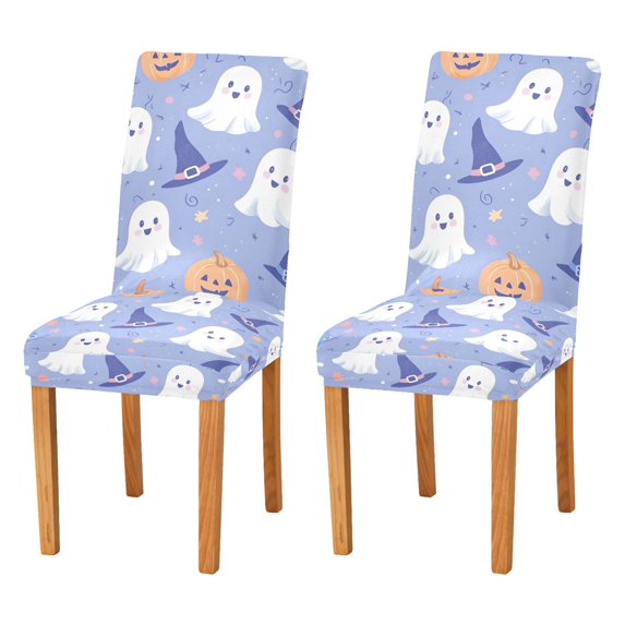 Yayeee 2 Pack Dining Chair Covers Stretch Parson Chairs Slipcovers Seat Protector, Blue Halloween