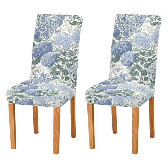 Yayeee 2 Pack Dining Chair Covers Stretch Parson Chairs Slipcovers Seat Protector, Blue Hydrangeas Pattern