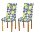 thumbnail image 1 of Yayeee 2 Pack Dining Chair Covers Stretch Parson Chairs Slipcovers Seat Protector, Blue Plaid Lemon, 1 of 6