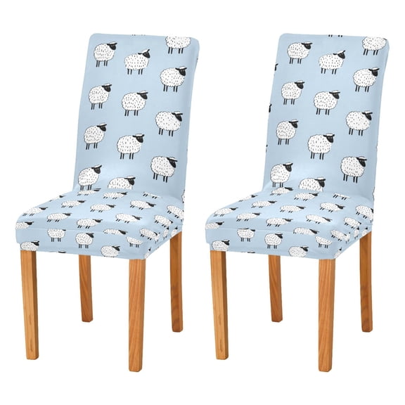 Yayeee 2 Pack Dining Chair Covers Stretch Parson Chairs Slipcovers Seat Protector, Blue Sheep Pattern