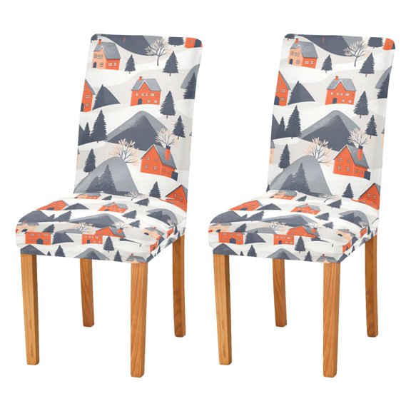 Yayeee 2 Pack Dining Chair Covers Stretch Parson Chairs Slipcovers Seat Protector, Blue Snow Houses