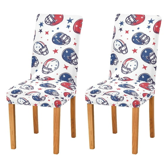 Yayeee 2 Pack Dining Chair Covers Stretch Parson Chairs Slipcovers Seat Protector, Cartoon American Football Helmets