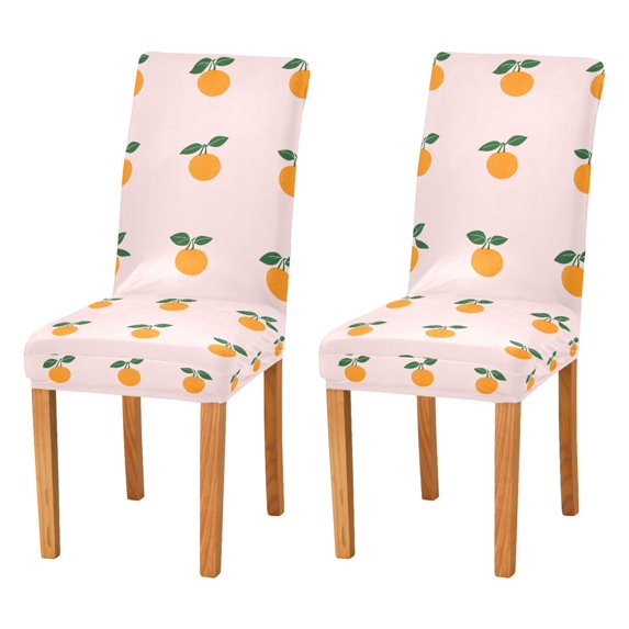 Yayeee 2 Pack Dining Chair Covers Stretch Parson Chairs Slipcovers Seat Protector, Cartoon Citrus