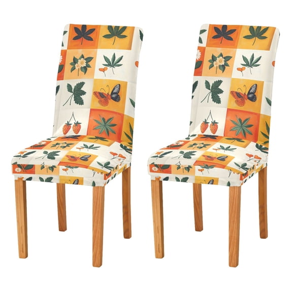 Yayeee 2 Pack Dining Chair Covers Stretch Parson Chairs Slipcovers Seat Protector, Cartoon Plants