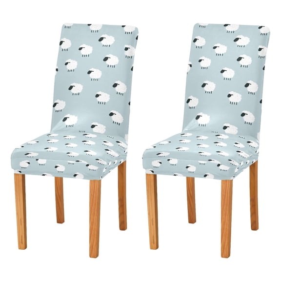Yayeee 2 Pack Dining Chair Covers Stretch Parson Chairs Slipcovers Seat Protector, Cartoon Sheep Pattern