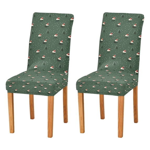 Yayeee 2 Pack Dining Chair Covers Stretch Parson Chairs Slipcovers Seat Protector, Christmas Forest