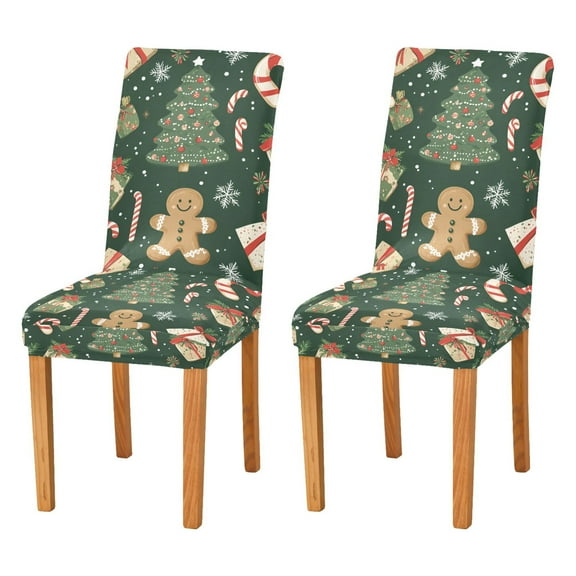 Yayeee 2 Pack Dining Chair Covers Stretch Parson Chairs Slipcovers Seat Protector, Christmas Gift Pattern
