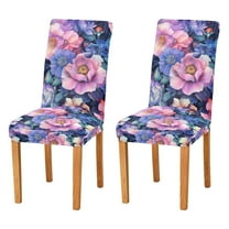 Yayeee 2 Pack Dining Chair Covers Stretch Parson Chairs Slipcovers Seat Protector, Colorful Art Flowers