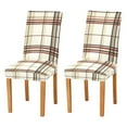 thumbnail image 1 of Yayeee 2 Pack Dining Chair Covers Stretch Parson Chairs Slipcovers Seat Protector, Cream Plaid, 1 of 6