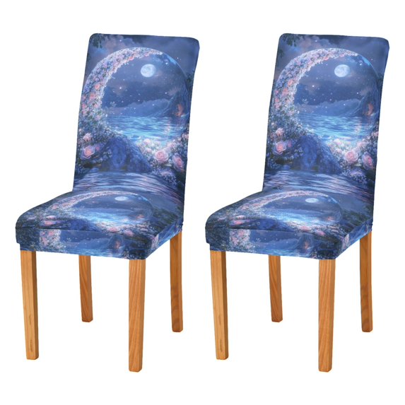 Yayeee 2 Pack Dining Chair Covers Stretch Parson Chairs Slipcovers Seat Protector, Crystal Ball