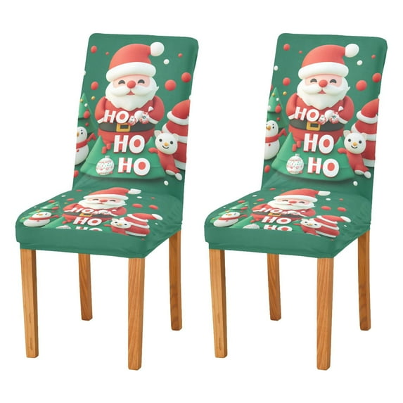 Yayeee 2 Pack Dining Chair Covers Stretch Parson Chairs Slipcovers Seat Protector, Cute Christmas Pattern