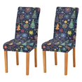 thumbnail image 1 of Yayeee 2 Pack Dining Chair Covers Stretch Parson Chairs Slipcovers Seat Protector, Dark Blue Christmas, 1 of 6