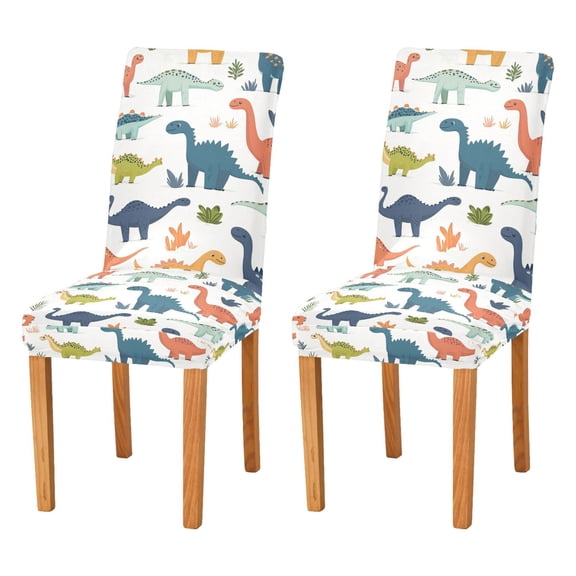 Yayeee 2 Pack Dining Chair Covers Stretch Parson Chairs Slipcovers Seat Protector, Dinosaur Pattern