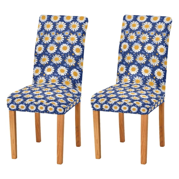 Yayeee 2 Pack Dining Chair Covers Stretch Parson Chairs Slipcovers Seat Protector, Elegant Daisy Pattern