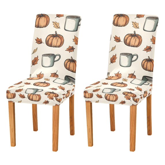 Yayeee 2 Pack Dining Chair Covers Stretch Parson Chairs Slipcovers Seat Protector, Fall Leaves