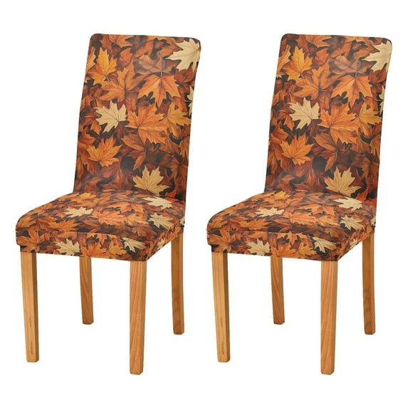 Yayeee 2 Pack Dining Chair Covers Stretch Parson Chairs Slipcovers Seat Protector, Fall Pattern