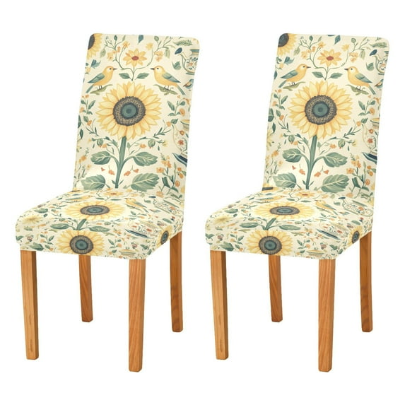 Yayeee 2 Pack Dining Chair Covers Stretch Parson Chairs Slipcovers Seat Protector, Floral Birds Pattern