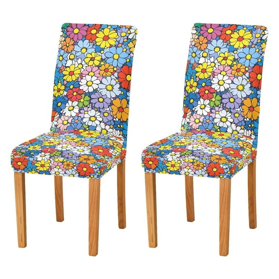Yayeee 2 Pack Dining Chair Covers Stretch Parson Chairs Slipcovers Seat Protector, Floral Fiesta