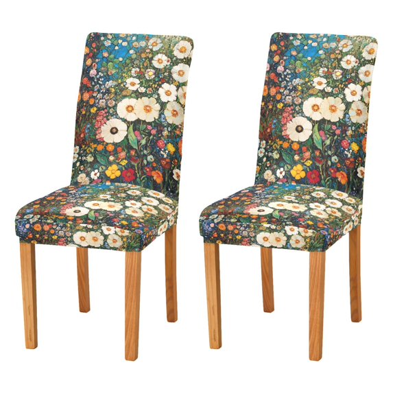 Yayeee 2 Pack Dining Chair Covers Stretch Parson Chairs Slipcovers Seat Protector, Floral Garden