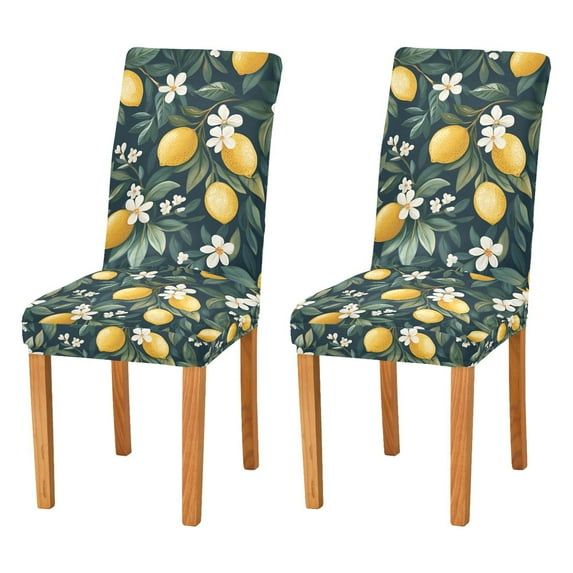Yayeee 2 Pack Dining Chair Covers Stretch Parson Chairs Slipcovers Seat Protector, Floral Lemons