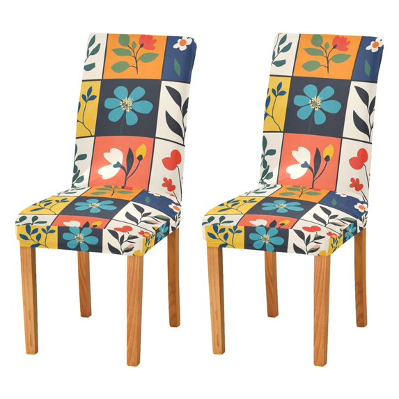 Yayeee 2 Pack Dining Chair Covers Stretch Parson Chairs Slipcovers Seat Protector, Floral Patterns