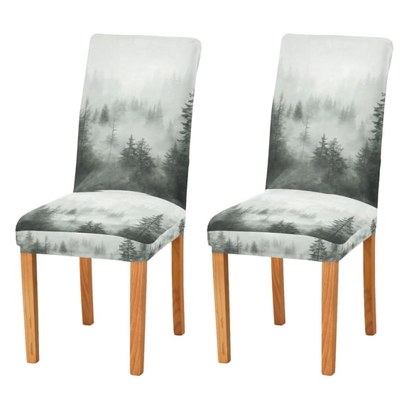 Yayeee 2 Pack Dining Chair Covers Stretch Parson Chairs Slipcovers Seat Protector, Foggy Forest