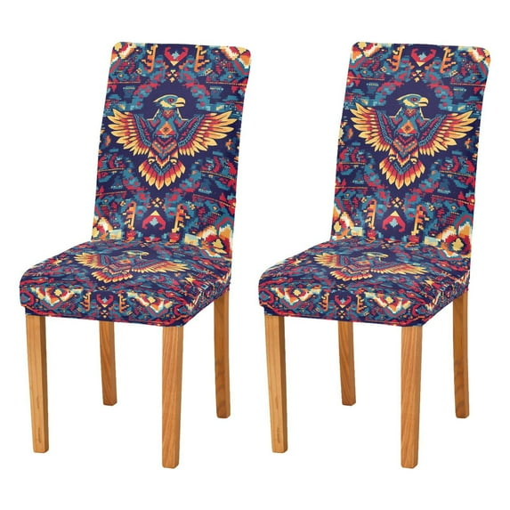 Yayeee 2 Pack Dining Chair Covers Stretch Parson Chairs Slipcovers Seat Protector, Geometric Eagle