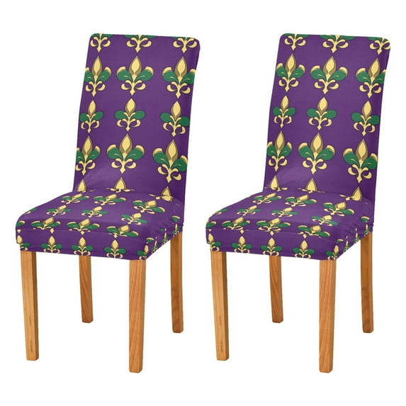 Yayeee 2 Pack Dining Chair Covers Stretch Parson Chairs Slipcovers Seat Protector, Gold and Green Floral Pattern