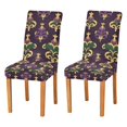 thumbnail image 1 of Yayeee 2 Pack Dining Chair Covers Stretch Parson Chairs Slipcovers Seat Protector, Gold and Purple Floral Pattern, 1 of 6