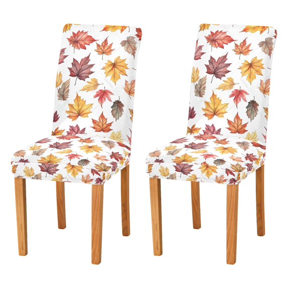 Yayeee 2 Pack Dining Chair Covers Stretch Parson Chairs Slipcovers Seat Protector, Gray Autumn Leaves