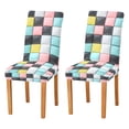thumbnail image 1 of Yayeee 2 Pack Dining Chair Covers Stretch Parson Chairs Slipcovers Seat Protector, Gray Checkered Pattern, 1 of 6