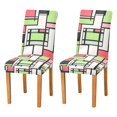 thumbnail image 1 of Yayeee 2 Pack Dining Chair Covers Stretch Parson Chairs Slipcovers Seat Protector, Green Abstract Geometric, 1 of 6