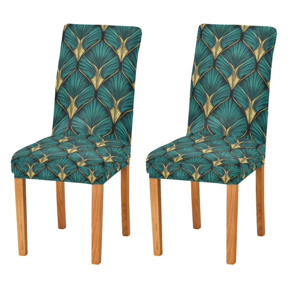 Yayeee 2 Pack Dining Chair Covers Stretch Parson Chairs Slipcovers Seat Protector, Green Abstract Pattern