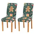 thumbnail image 1 of Yayeee 2 Pack Dining Chair Covers Stretch Parson Chairs Slipcovers Seat Protector, Green Christmas Gingerbread, 1 of 6