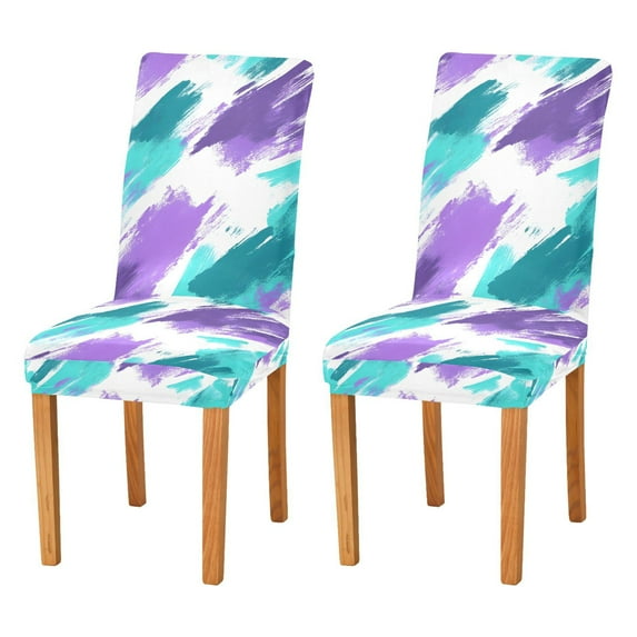 Yayeee 2 Pack Dining Chair Covers Stretch Parson Chairs Slipcovers Seat Protector, Green Drawing
