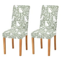 Yayeee 2 Pack Dining Chair Covers Stretch Parson Chairs Slipcovers Seat Protector, Green Floral Cat Pattern