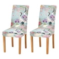 thumbnail image 1 of Yayeee 2 Pack Dining Chair Covers Stretch Parson Chairs Slipcovers Seat Protector, Green Floral Cranes Pattern, 1 of 6
