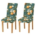 thumbnail image 1 of Yayeee 2 Pack Dining Chair Covers Stretch Parson Chairs Slipcovers Seat Protector, Green Floral Orange, 1 of 6