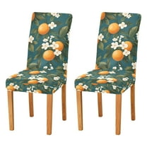 Yayeee 2 Pack Dining Chair Covers Stretch Parson Chairs Slipcovers Seat Protector, Green Floral Orange