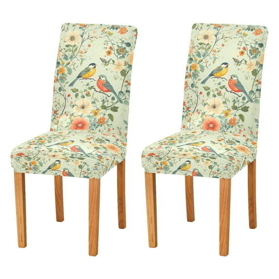 Yayeee 2 Pack Dining Chair Covers Stretch Parson Chairs Slipcovers Seat Protector, Green Floral Pattern