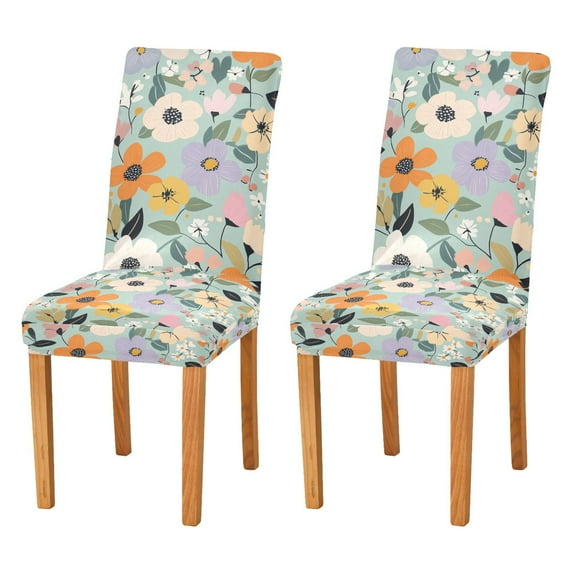 Yayeee 2 Pack Dining Chair Covers Stretch Parson Chairs Slipcovers Seat Protector, Green Floral Pattern