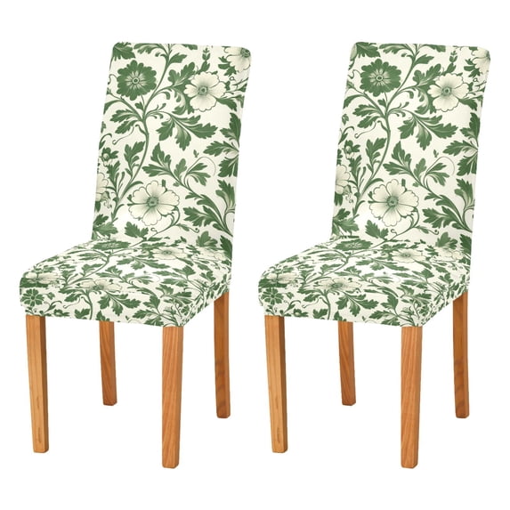 Yayeee 2 Pack Dining Chair Covers Stretch Parson Chairs Slipcovers Seat Protector, Green Floral