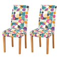 thumbnail image 1 of Yayeee 2 Pack Dining Chair Covers Stretch Parson Chairs Slipcovers Seat Protector, Green Geometric, 1 of 6